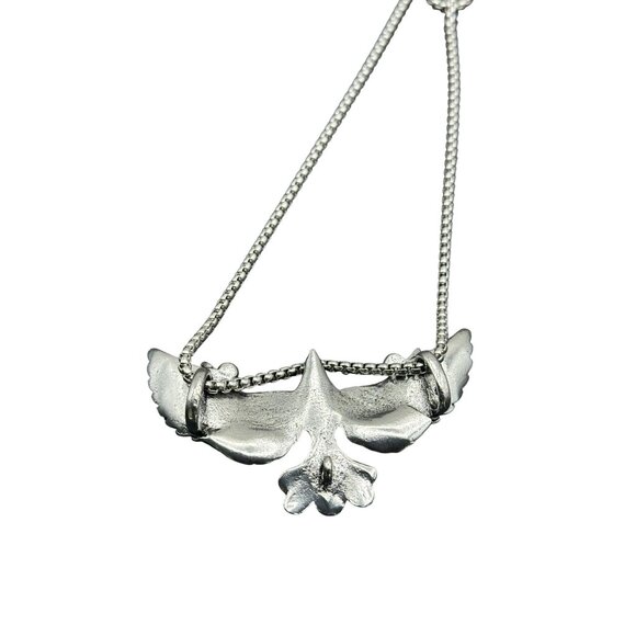 Vintage Style Flying Eagle Pendant Necklace Box Chain Antique Silver Finish - Picture 6 of 9